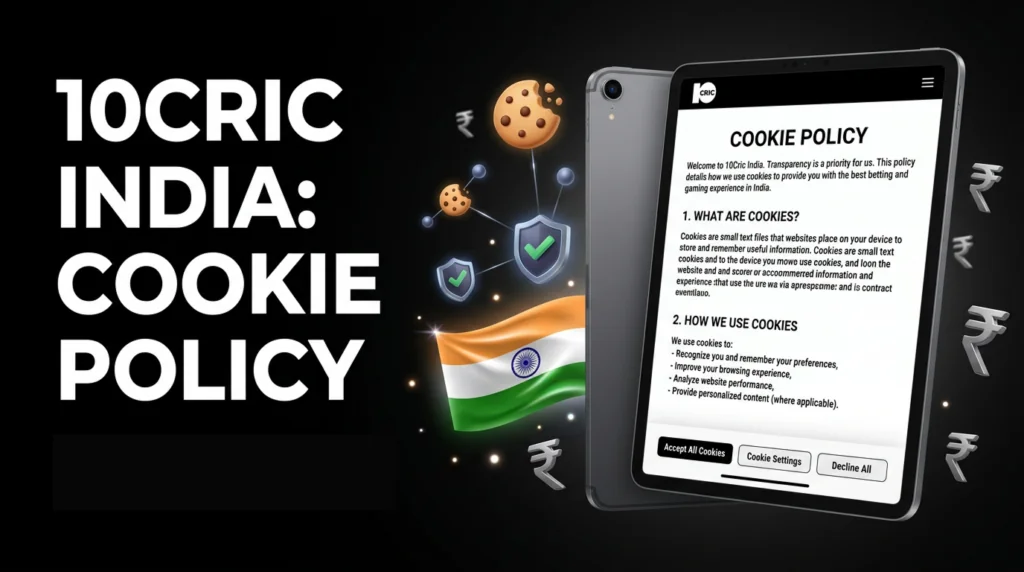 Official 10Cric India Cookie Policy covering cookie usage, secure browsing, privacy settings, and website functionality